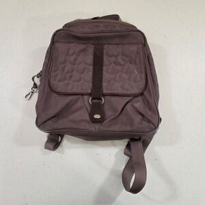 Mosey Baggallini Brown Quilted Nylon Backpack Purse Leather Trim PET Recycled
